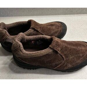 LL Bean Primaloft Brown Suede Closed Toe Slip-On Moc Loafers Men’s Size 7 Wide